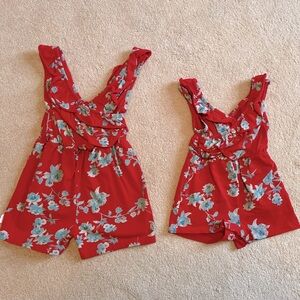 Burt’s Bees matching sibling rompers. Toddler size 4T and baby size 6-9 months